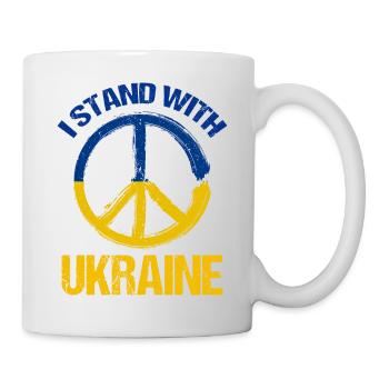 I Stand With Ukraine Peace Symbol Ukrainian - Mug - white - Right