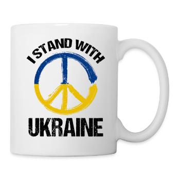 I Stand With Ukraine Peace Symbol Ukrainian - Mug - white - Right
