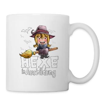 Hexen Ausbildung kleine Hexe Hexenbesen Fledermaus - Tasse - Weiß - Rechts