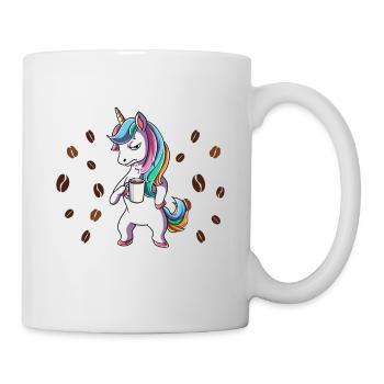 Einatmen Ausatmen Ignorieren Kaffee Einhorn - Tasse - Weiß - Rechts