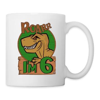 6yr T Rex Dinosaur Birthday Boy at 6 Years Old - Mug - white - Right