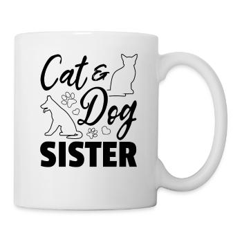 Cute Cat & Dog Sister Cat Sister Dog Lover - Cat & - Tasse - Weiß - Rechts