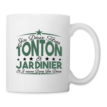 J'ai deux titres tonton et Jardinier Cadeau tonton - Mug blanc - blanc - Droite