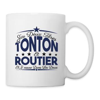 J'ai deux titres tonton et Routier. Cadeau Tonton. - Mug blanc - blanc - Droite