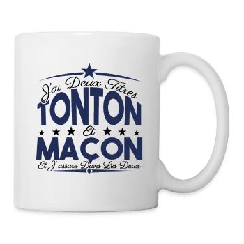 J'ai deux titres tonton et Maçon. Cadeau tonton. - Mug blanc - blanc - Droite