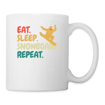 Eat Sleep Snowboard Repeat Snowboarder Lustig Snow - Tasse - Weiß - Rechts