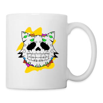 Day of the dead Katze mit Blumen mexikanisches - Tasse - Weiß - Rechts