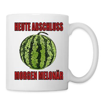 Abitur Melonär Millionär T shirt Design - Tasse - Weiß - Rechts