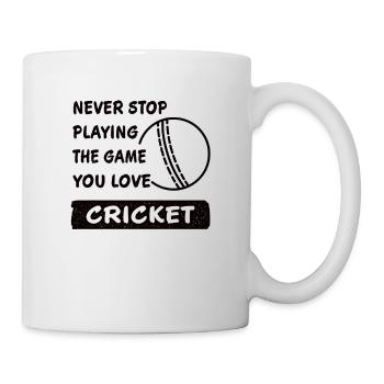 Never stop playing the game cricket gift - Mug - white - Right