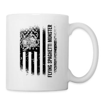 Fliegendes Spaghettimonster US-Flagge Pastafari - Tasse - Weiß - Rechts