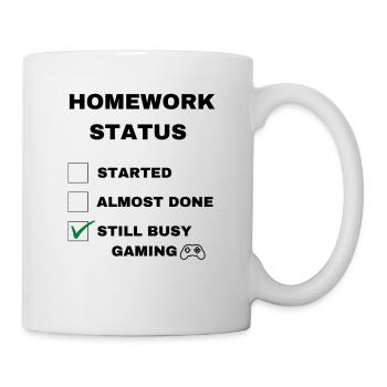 gaming funny homework status with black text - Mug - white - Right