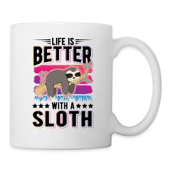 Life is better with a Sloth Faultier - Mug - white - Right