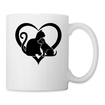 Funny Cat & Dog Heart - Dog and Cat Lover Dog Love - Tasse - Weiß - Rechts