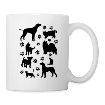 Cute Cats and Dogs - Dog Paws Cat Lover Dog Lover - Tasse - Weiß - Rechts