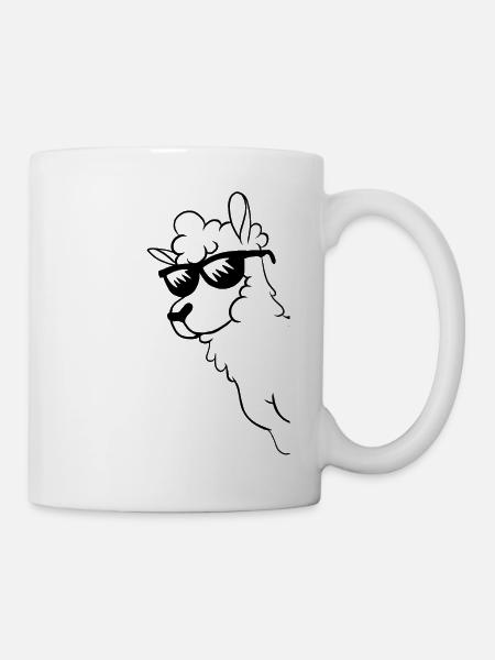 Lama Llama Alpaga avec lunettes de soleil Lama Lover - Coo - Mug blanc - blanc