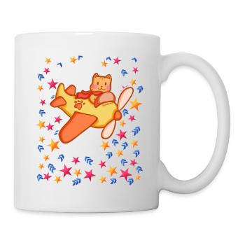 Pilote de chat dans le ciel étoilé - Mug blanc - blanc - Droite