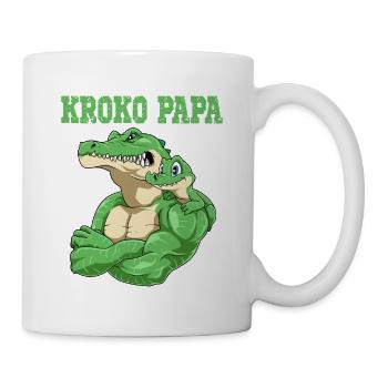 Kroko Papa Krokodil Vater und Baby Papa Vatertag - Tasse - Weiß - Rechts