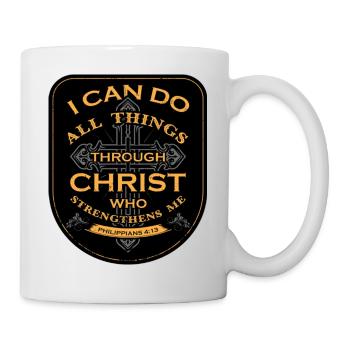 Je peux tout faire par Christ qui fortifie - Mug blanc - blanc - Droite