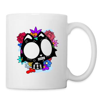 Day of the dead Katze mit Blumen mexikanisches - Tasse - Weiß - Rechts