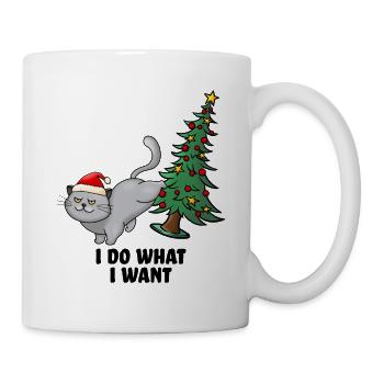 Christmas Funny Cat Christmas Tree Cat - Mug - white - Right