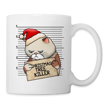 Christmas funny cat Christmas tree cat ugly - Mug - white - Right