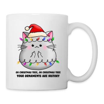 Christmas funny cat Christmas tree cat ugly - Mug - white - Right