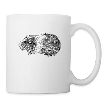 Strichzeichnung eines Meerschweinchen - Tasse - Weiß - Rechts