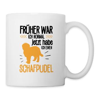 Schafpudel früher normal altdeutscher Hütepudel - Tasse - Weiß - Rechts