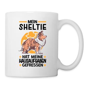Shetland Sheepdog hat meine Hausaufgaben gefressen - Tasse - Weiß - Rechts