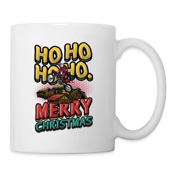 Ho Ho Ho Ho Frohe Weihnachten Santa Riding Dirt - Tasse - Weiß - Rechts