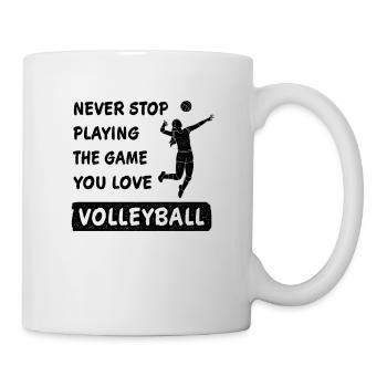 Volleyball Dicton Ne jamais arrêter de jouer au jeu - Mug blanc - blanc - Droite