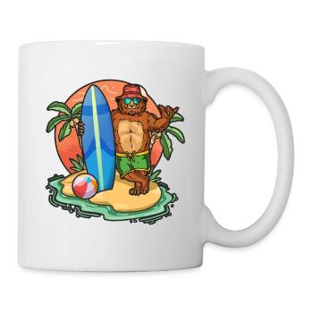 Funny Bear Surf Lovers Cool Surfboard Surfing Pun - Mug - white - Right