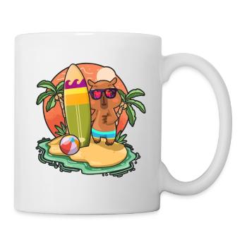 Funny Capybara Surf Lovers Cool Surfboard Surfing - Mug - white - Right