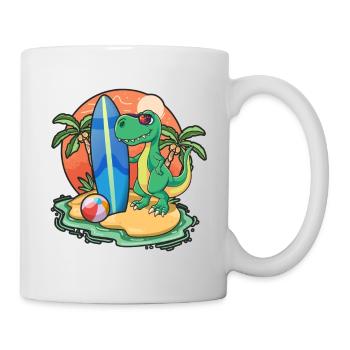 Funny Dinosaur Surf Lovers Cool Surfboard Surfing - Mug - white - Right