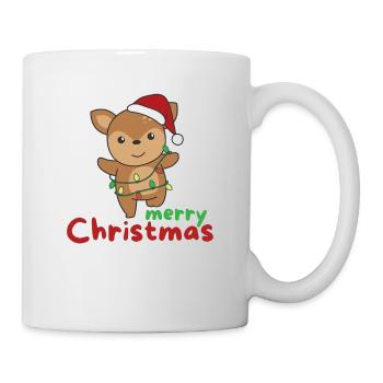 Reh fröhliche Weihnachten Winter Tiere Rehe - Tasse - Weiß - Rechts