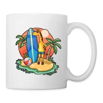 Funny Giraffe Surf Lovers Cool Surfboard Surfing - Mug - white - Right