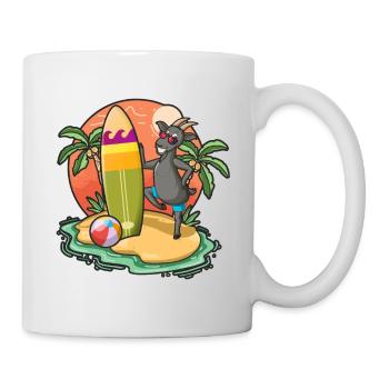 Funny Goat Surf Lovers Cool Surfboard Surfing Pun - Mug - white - Right