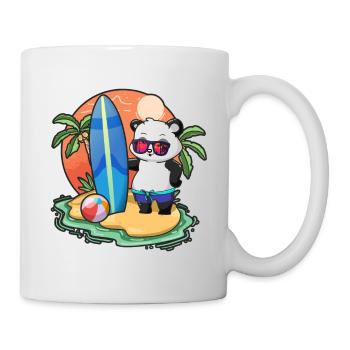 Funny Panda Surf Lovers Cool Surfboard Surfing Pun - Mug - white - Right