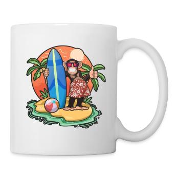 Funny Monkey Surf Lovers Cool Surfboard Surfing - Mug - white - Right