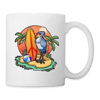 Funny Shoebill Surf Lovers Cool Surfboard Surfing - Mug - white - Right