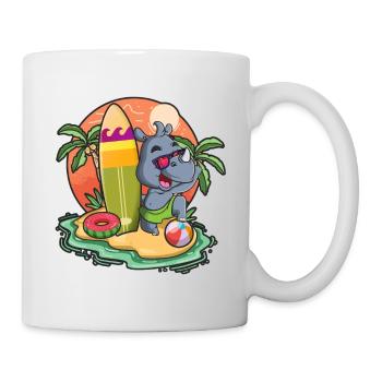 Drôle Rhinoceros Surf Lovers Cool Planche de surf Humour - Mug blanc - blanc - Droite