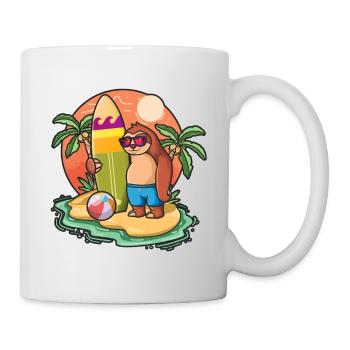 Funny Sloth Surf Lovers Cool Surfboard Surfing Pun - Mug - white - Right