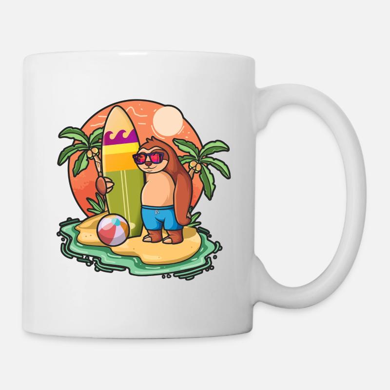Drôle de paresseux Surf Lovers Cool Planche de surf Surf Pun - Mug blanc - blanc
