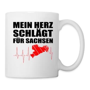 Herzschlag Sachsen Liebe Heimat - Tasse - Weiß - Rechts