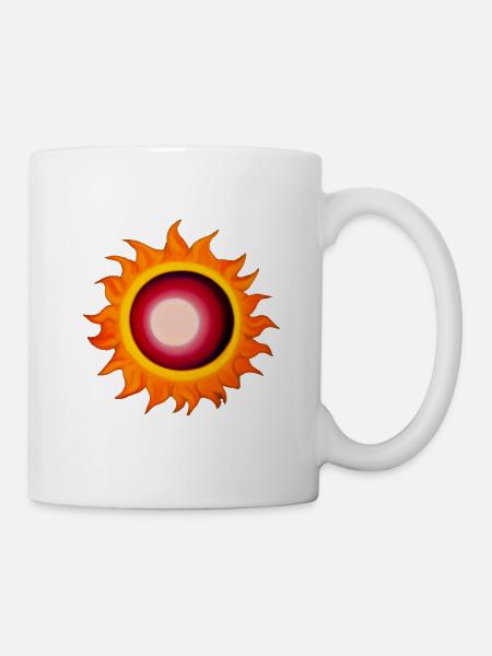 Sonne Sommer Aquarell Natur Strand Himmel 01 - Tasse - Weiß