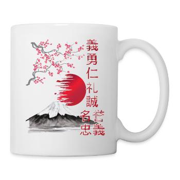 Japan Landscape - 7 Virtues of the Samurai - Mug - white - Right