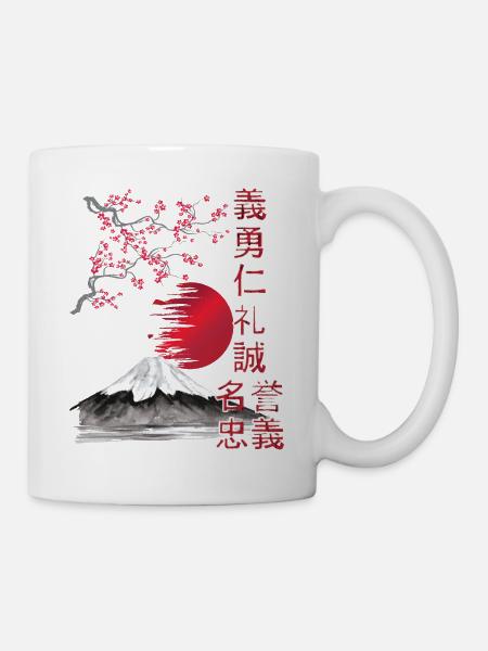 Paysage japonais - 7 vertus du samouraï - Mug blanc - blanc