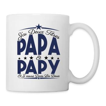 J'ai deux titres Papa et Papy, Cadeau Papa. - Mug blanc - blanc - Droite