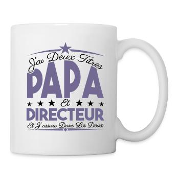 J'ai deux titres Papa et directeur, Cadeau Papa. - Mug blanc - blanc - Droite