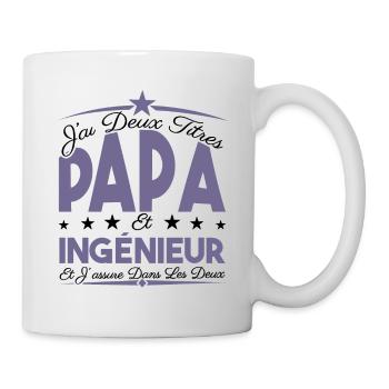 J'ai deux titres Papa et Ingénieur, Cadeau Papa. - Mug blanc - blanc - Droite